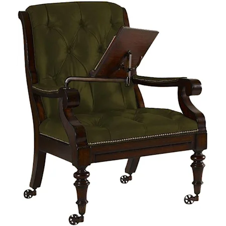 Customizable Kalahari Fabric-Upholstered Reading Chair with Felt-Lined Storage Drawer & Articulating Reading Stand